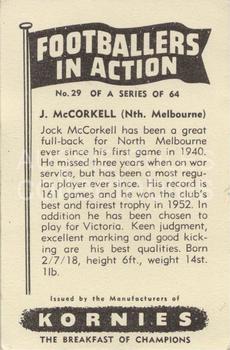 1953 Kornies; Footballers in Action #29 Jock McCorkell Back
